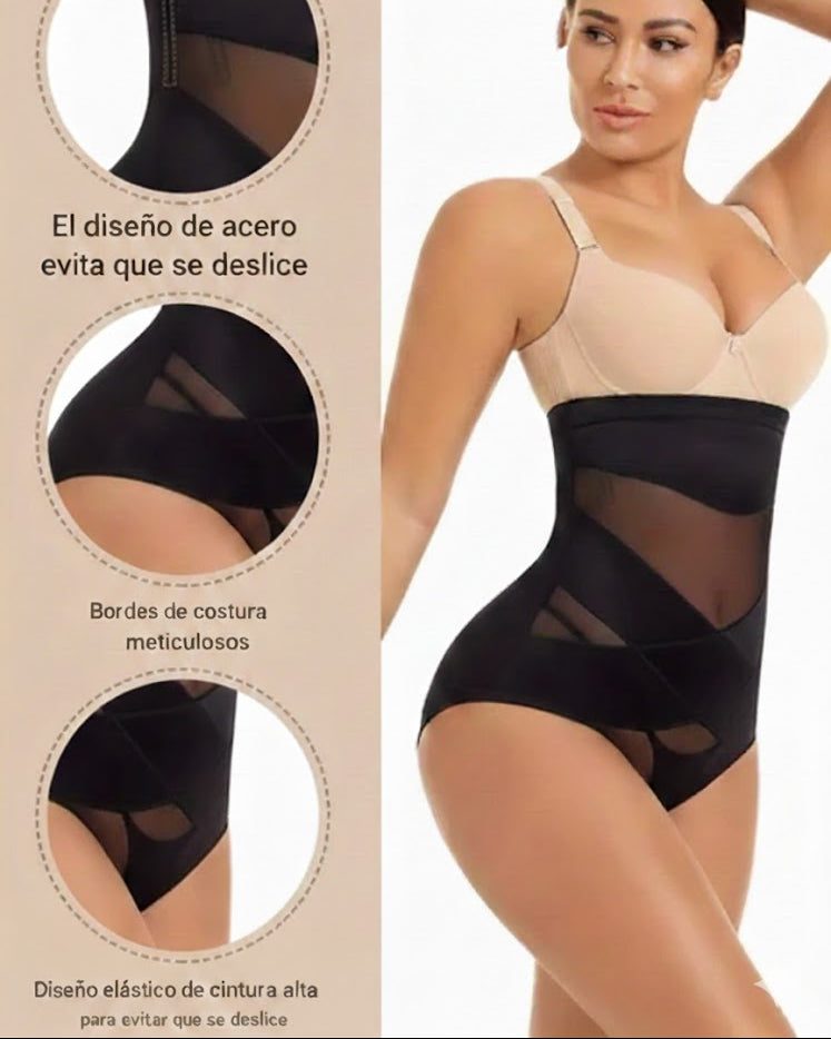 2 x 1 - Panty faja de cintura alta, con compresión cruzada | Producto Exclusivo